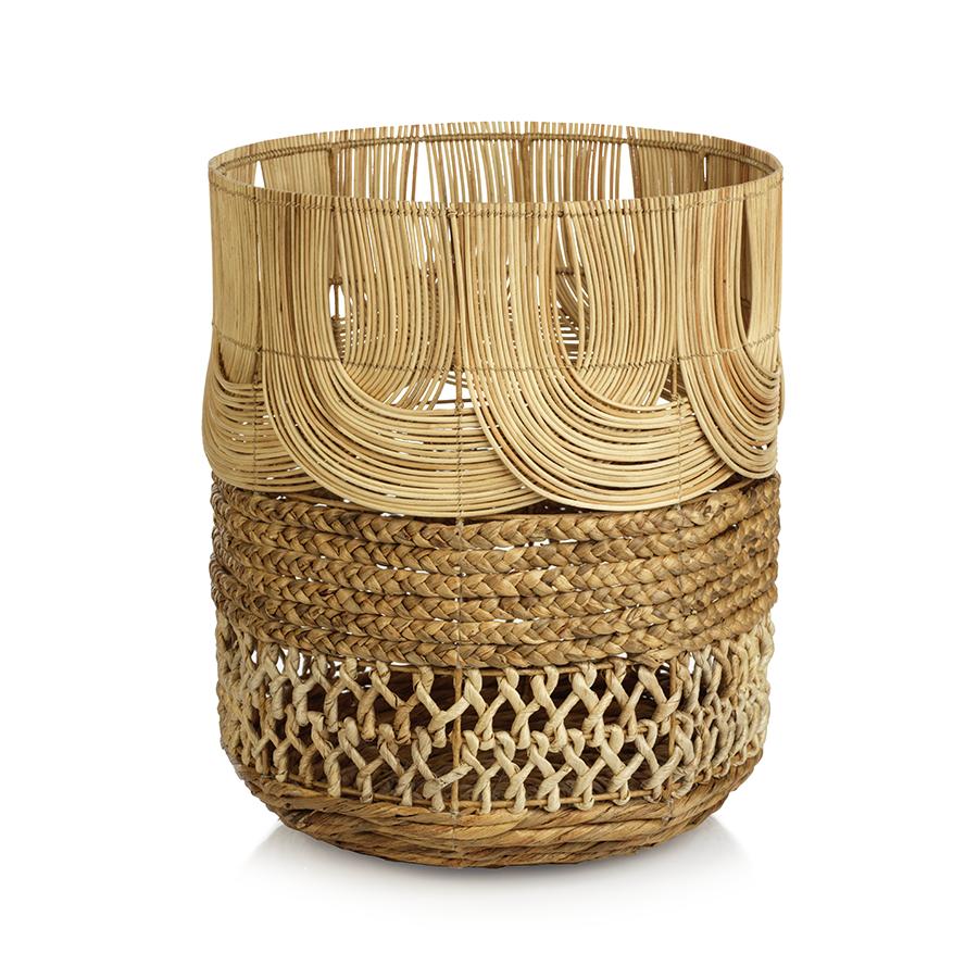 Zodax Melaka Multi-Weave Rattan & Water Hyacinth Basket