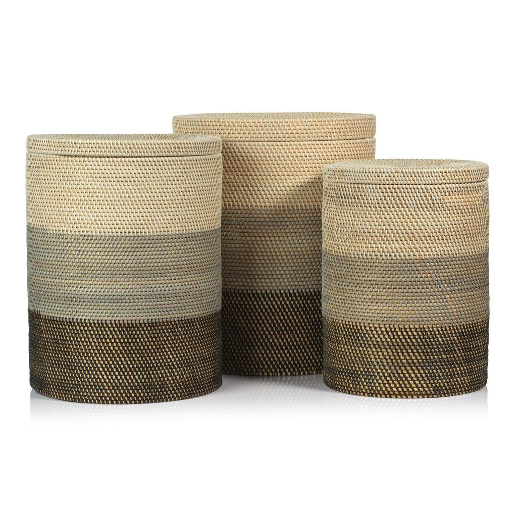 Zodax Bari Lidded Rattan Nested Baskets, Set of 3