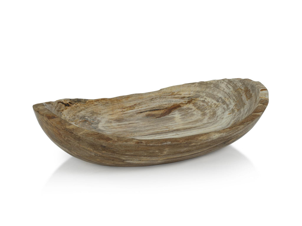 Zodax Large Plover Petrified Wood Oval Bowl