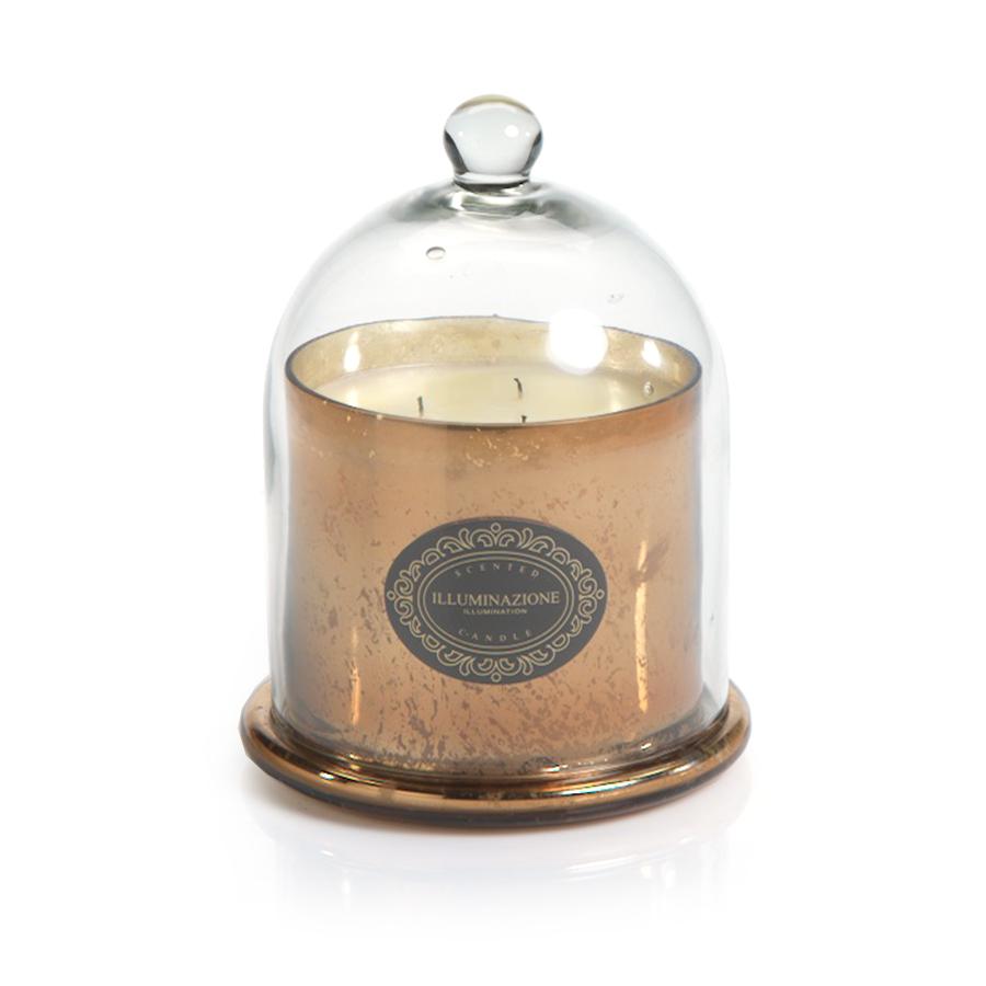 Zodax Antique Gold Vanilla Orchid Candle Jar with Glass Dome, Medium