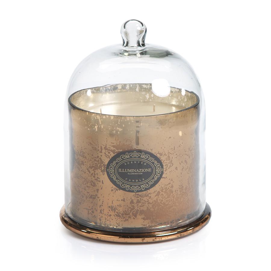 Zodax Antique Gold Vanilla Orchid Candle Jar with Glass Dome, Large