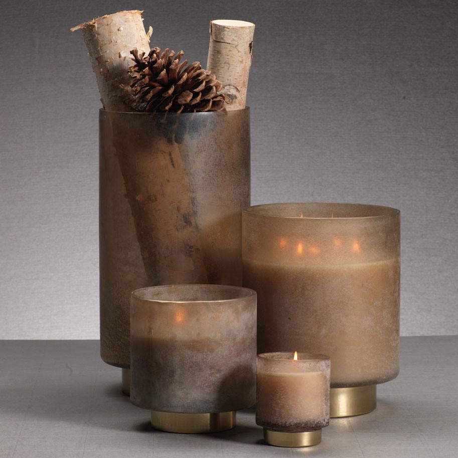 Zodax 2-Piece Cortina Taupe Tobacco Flower Scented Candle Jar Set, Medium