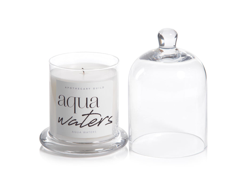 Zodax Aqua Waters Scented Candle Jar with Glass Dome