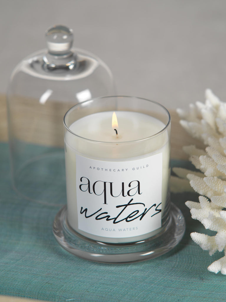 Zodax Aqua Waters Scented Candle Jar with Glass Dome