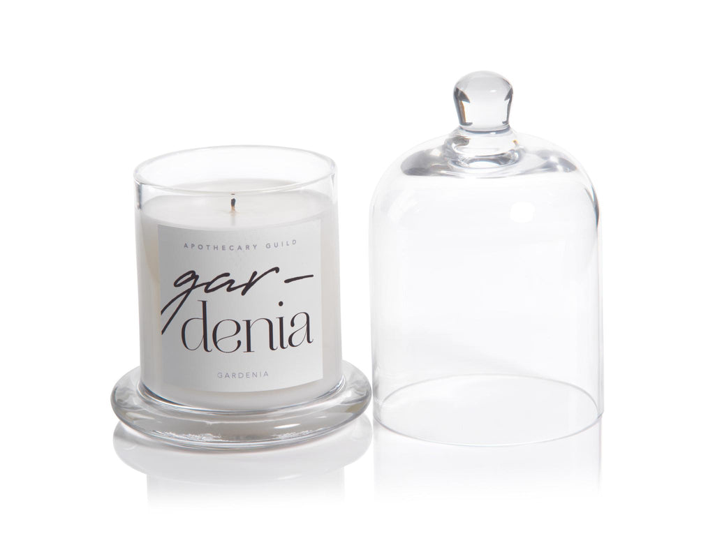 Zodax Gardenia Scented Candle Jar with Glass Dome