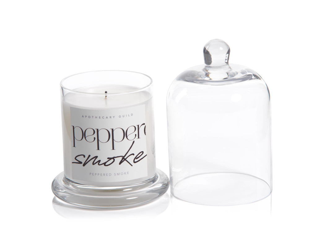 Zodax Peppered Smoke Scented Candle Jar with Glass Dome