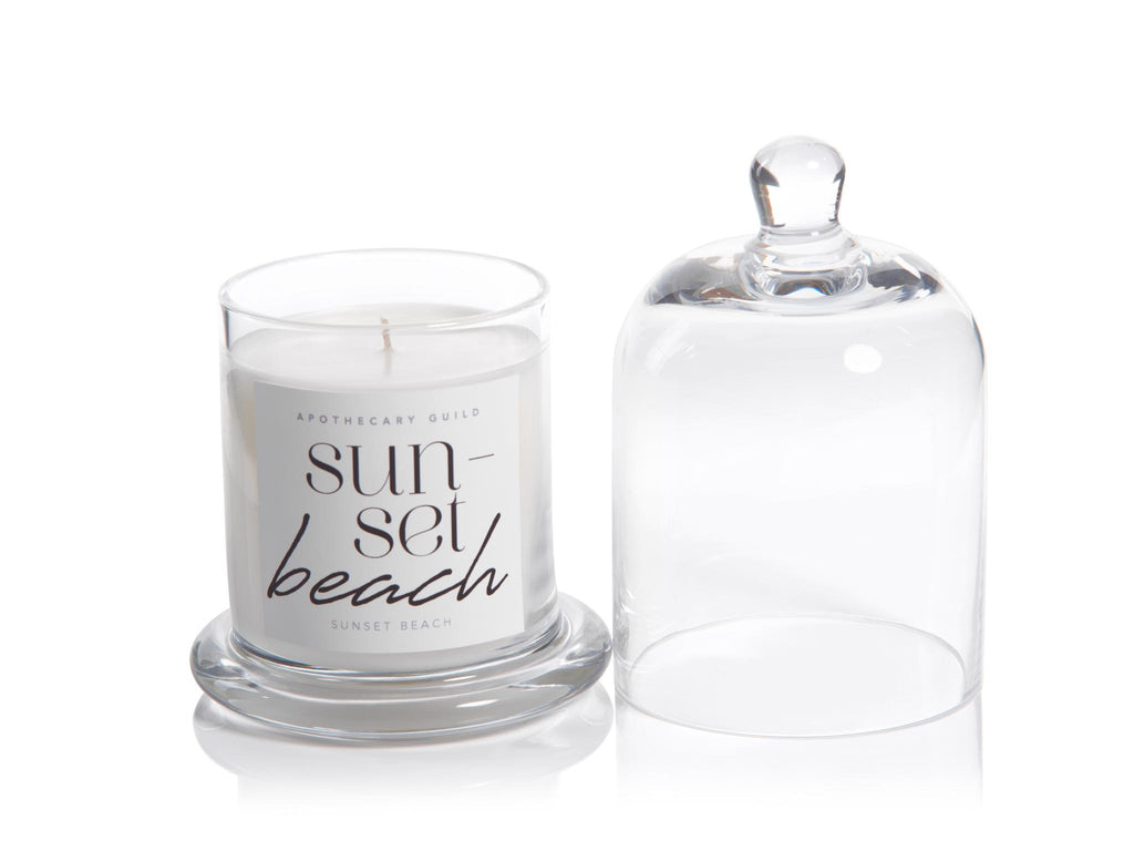 Zodax Sunset Beach Scented Candle Jar with Glass Dome