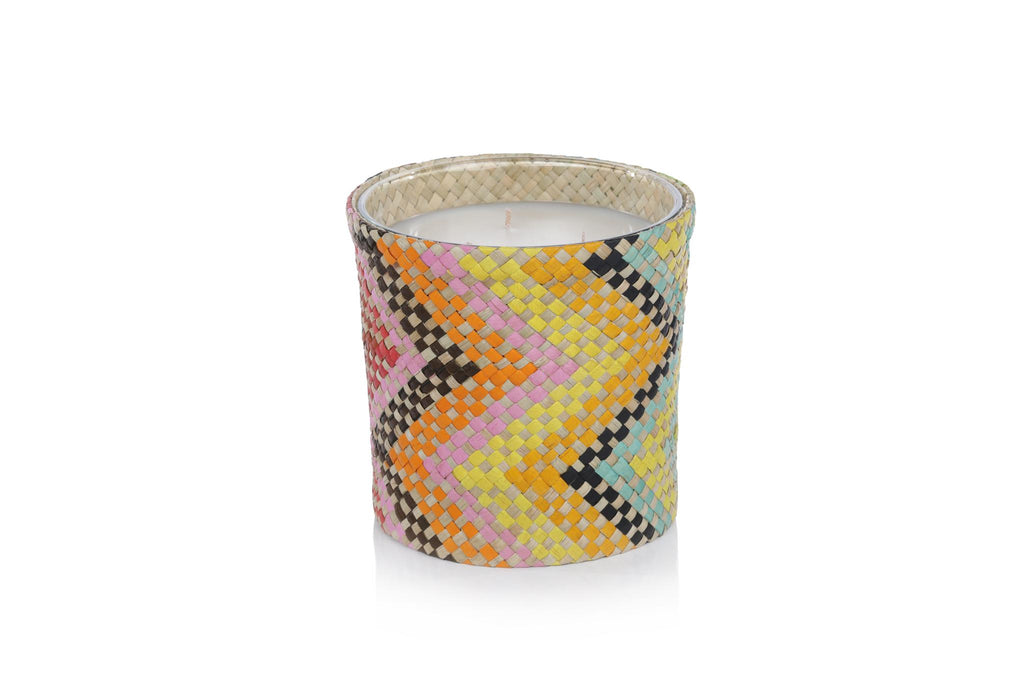 Zodax Multicolor Zigzag Mia Handwoven Scented Candle Jar, Multicolor Zigzag