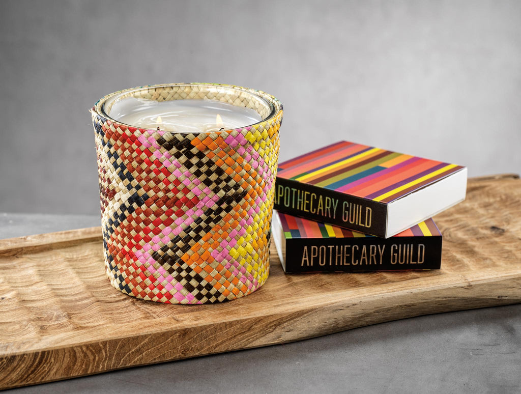 Zodax Multicolor Zigzag Mia Handwoven Scented Candle Jar, Multicolor Zigzag