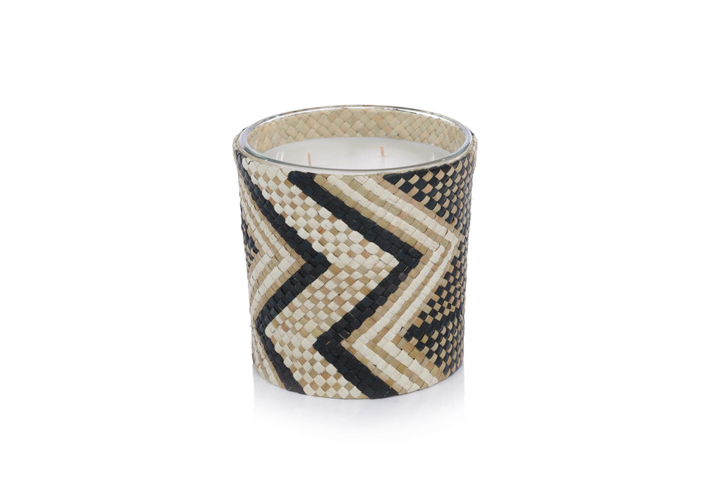 Zodax Black & White Zigzag Mia Handwoven Scented Candle Jar,  Black & White Zigzag