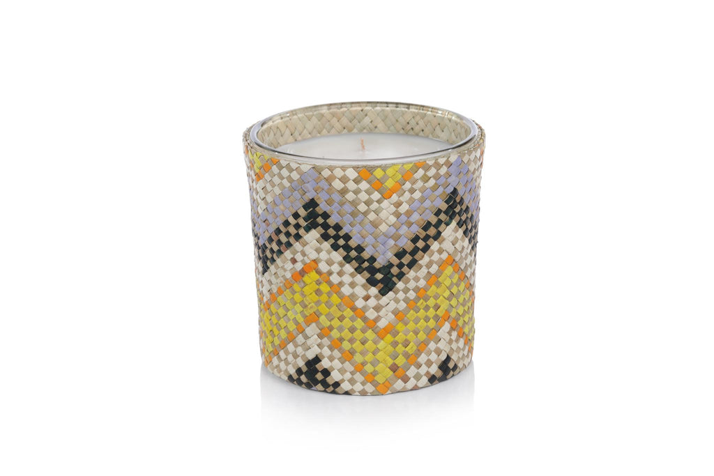 Zodax Multicolor Chevron Mia Handwoven Scented Candle Jar,  Multicolor Chevron