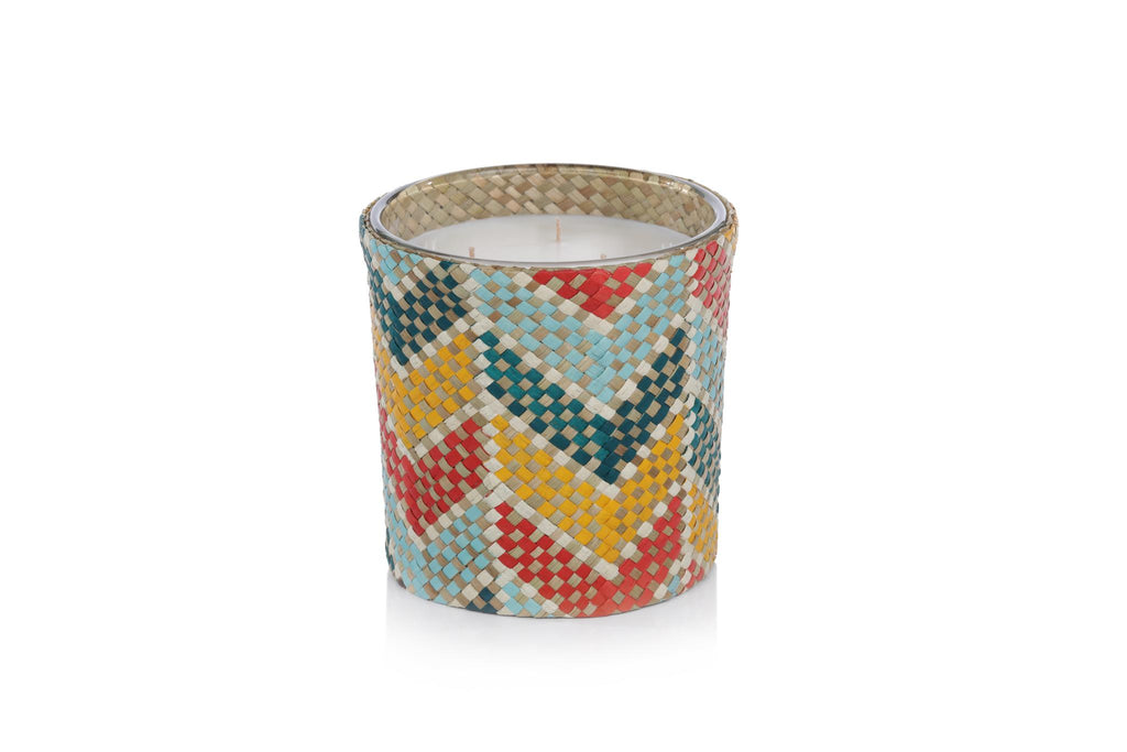 Zodax Chevron Rainbow Mia Handwoven Scented Candle Jar,  Chevron Rainbow