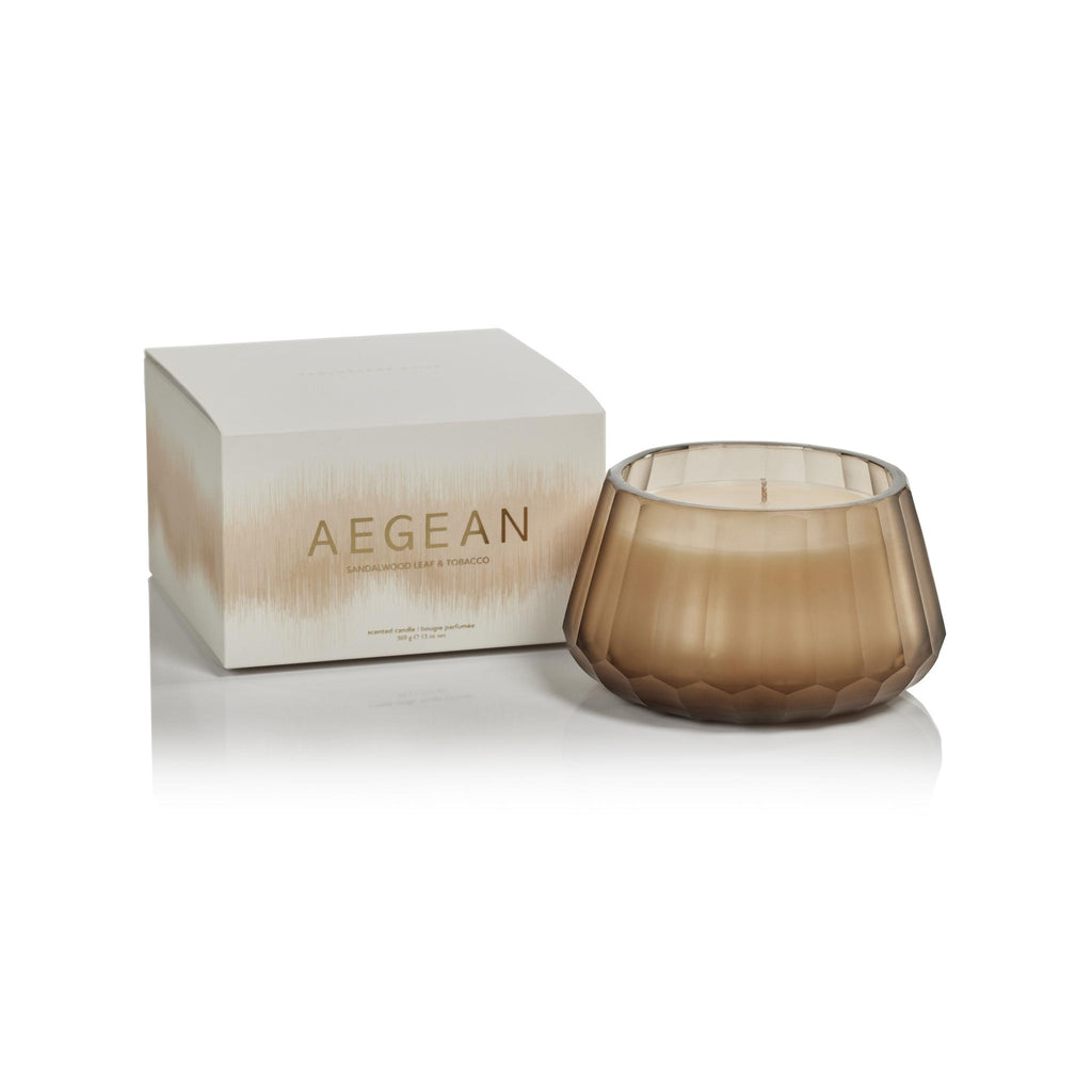 Zodax Aegean 13 oz Scented Candle, Sandalwood Leaf & Tobacco