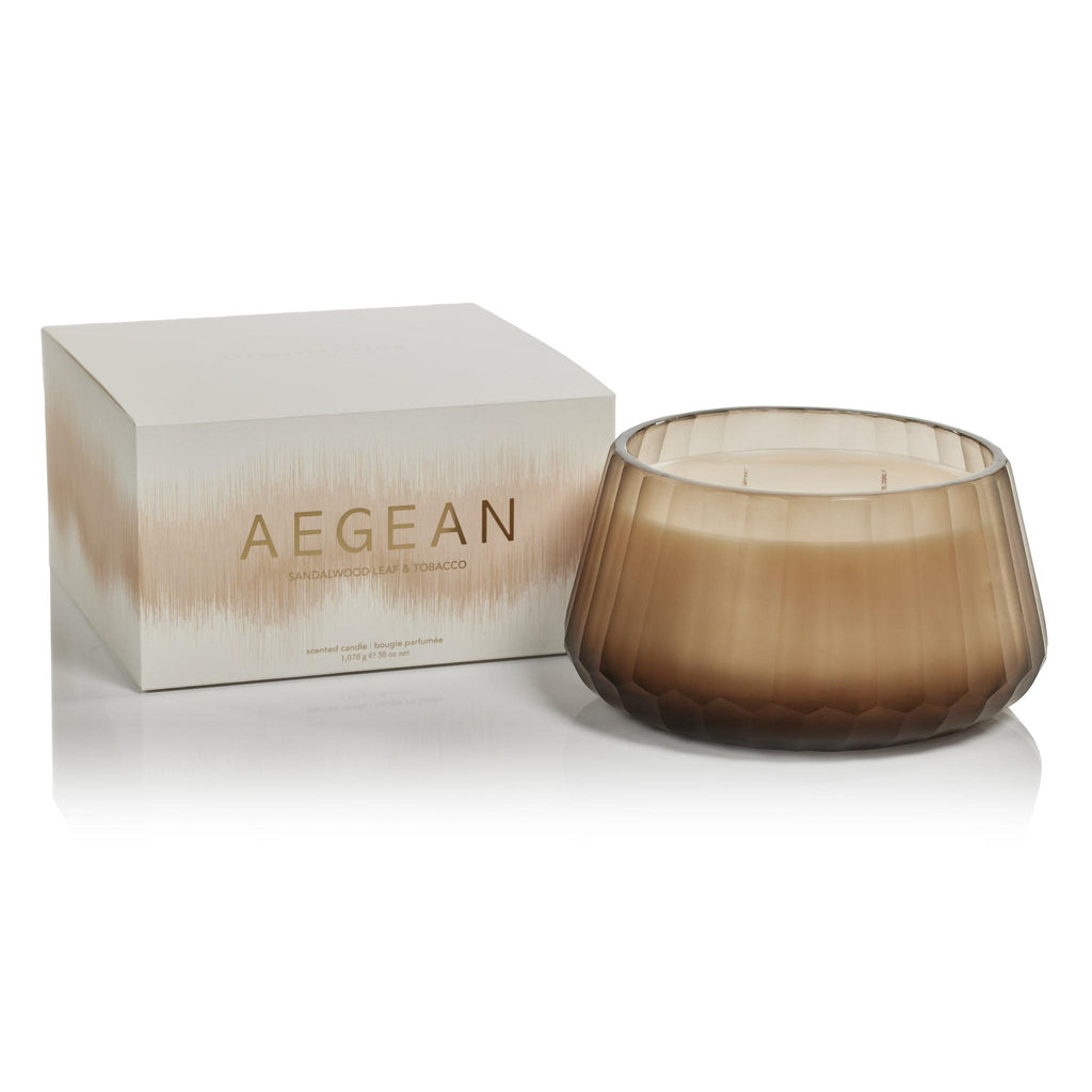 Zodax Aegean 38 oz Scented Candle, Sandalwood Leaf & Tobacco