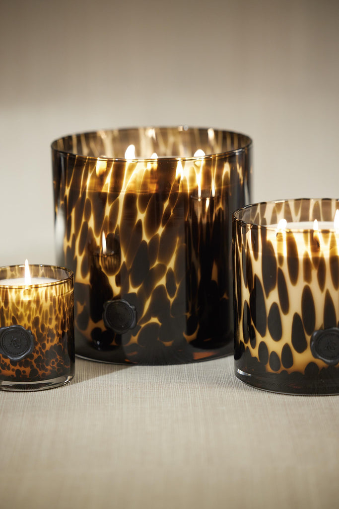 Zodax Cedar Leaf & Hinoki Cypress Amber & Black AG Opal Glass 3-Wick Candle Jar-Cedar Leaf & Hinoki Cypress