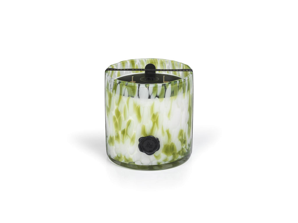 Zodax Sicilian Lemon Bergamot Clear & Green AG Opal Glass 3-Wick Candle Jar-Sicilian Lemon Bergamot