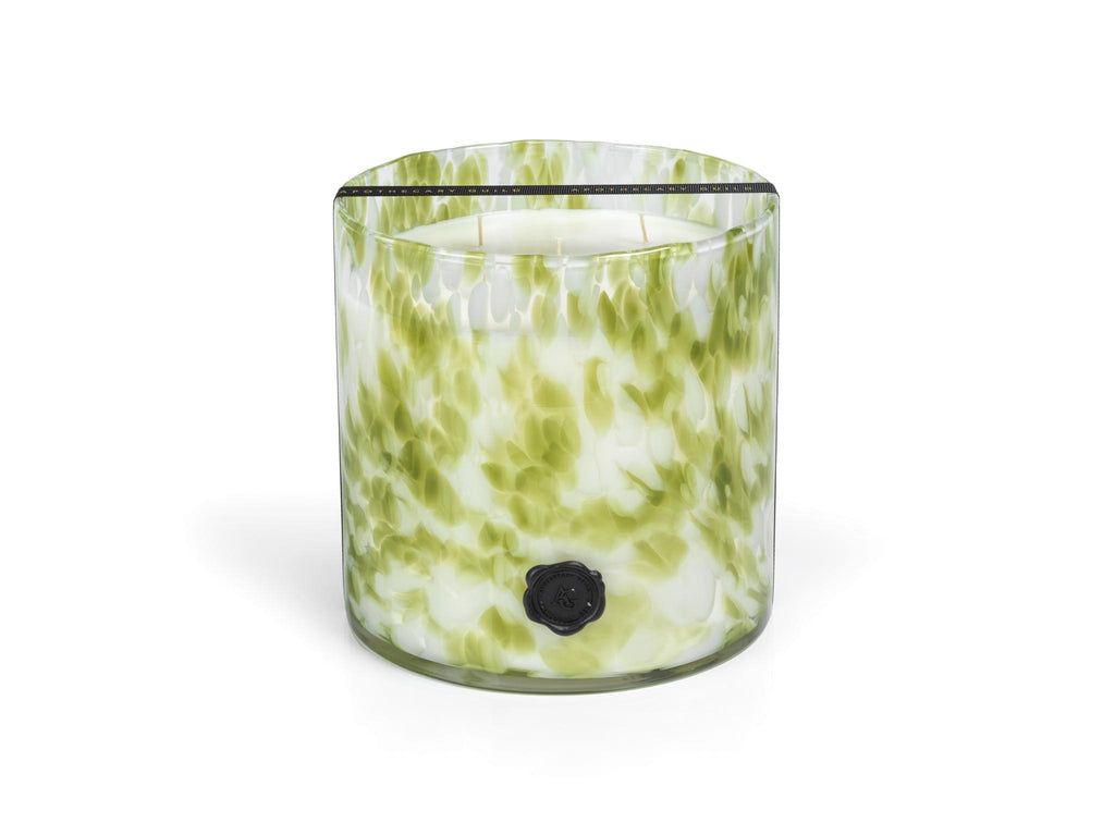 Zodax Sicilian Lemon Bergamot Clear & Green AG Opal Glass 5-Wick Candle Jar-Sicilian Lemon Bergamot