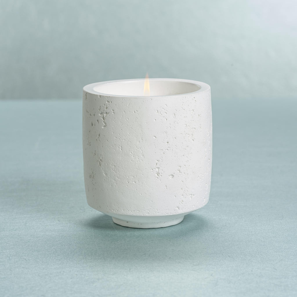 Zodax 16.75 oz Cote d'Azur White Concrete Candle, Sea Salt & Coastal Mist