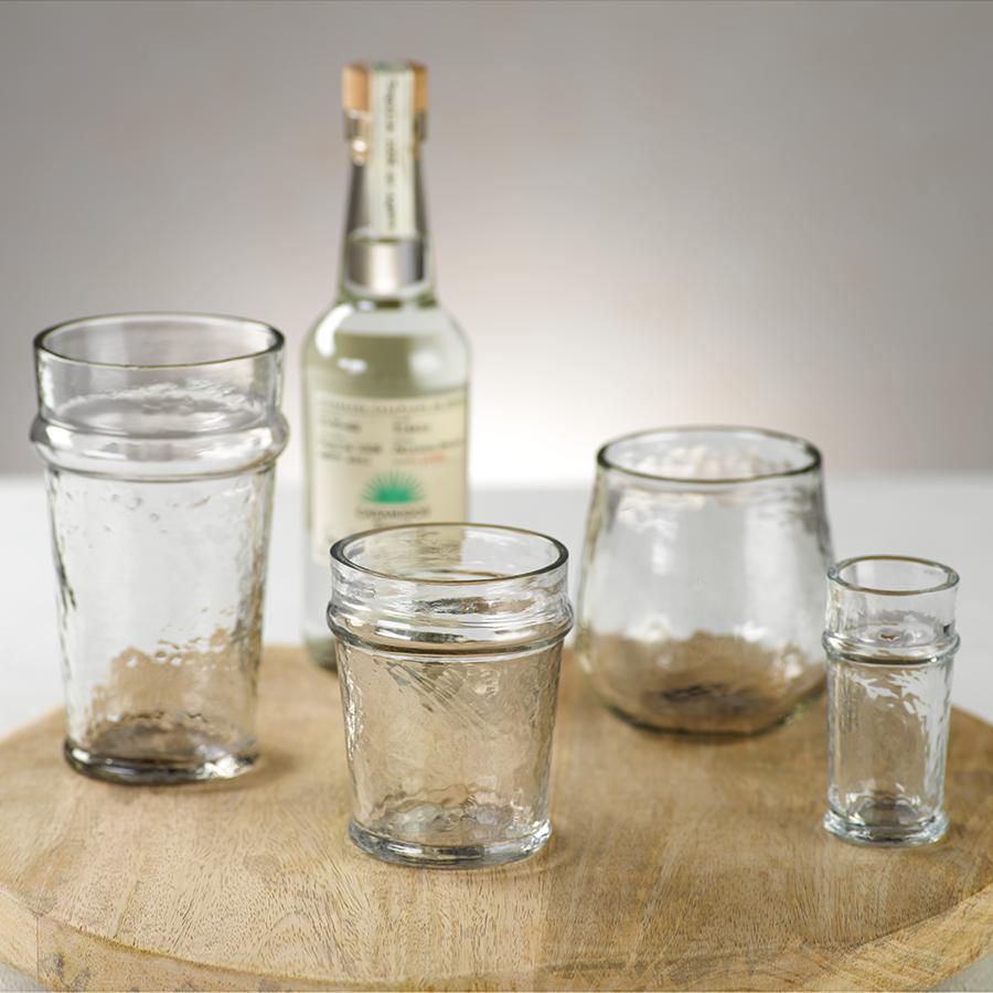 Zodax Clear Garan Hammered Stemless All Purpose Glass, Set of 4