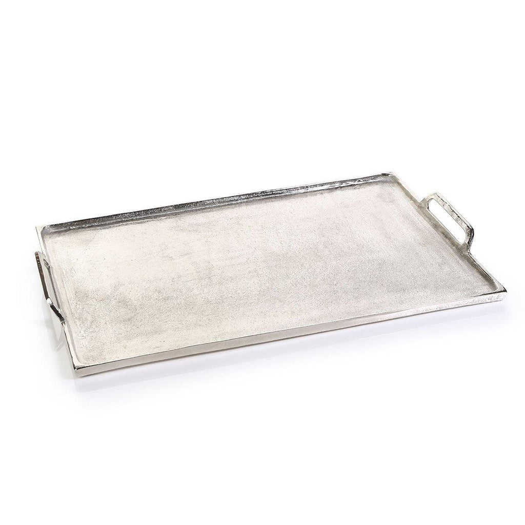 Zodax Rectangular Aluminum Tray with Handles, Silver