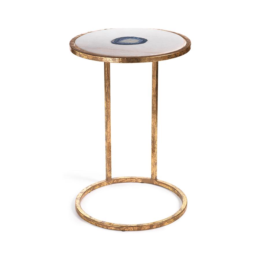 Zodax 20-Inch High Aquarius Agate and Marble Inlay Accent Table