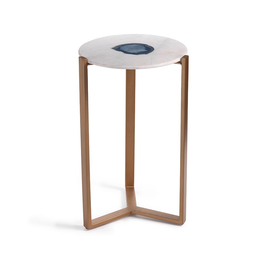 Zodax 20-Inch High Caspian Agate and Marble Inlay Accent Table