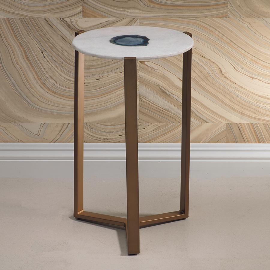 Zodax 20-Inch High Caspian Agate and Marble Inlay Accent Table