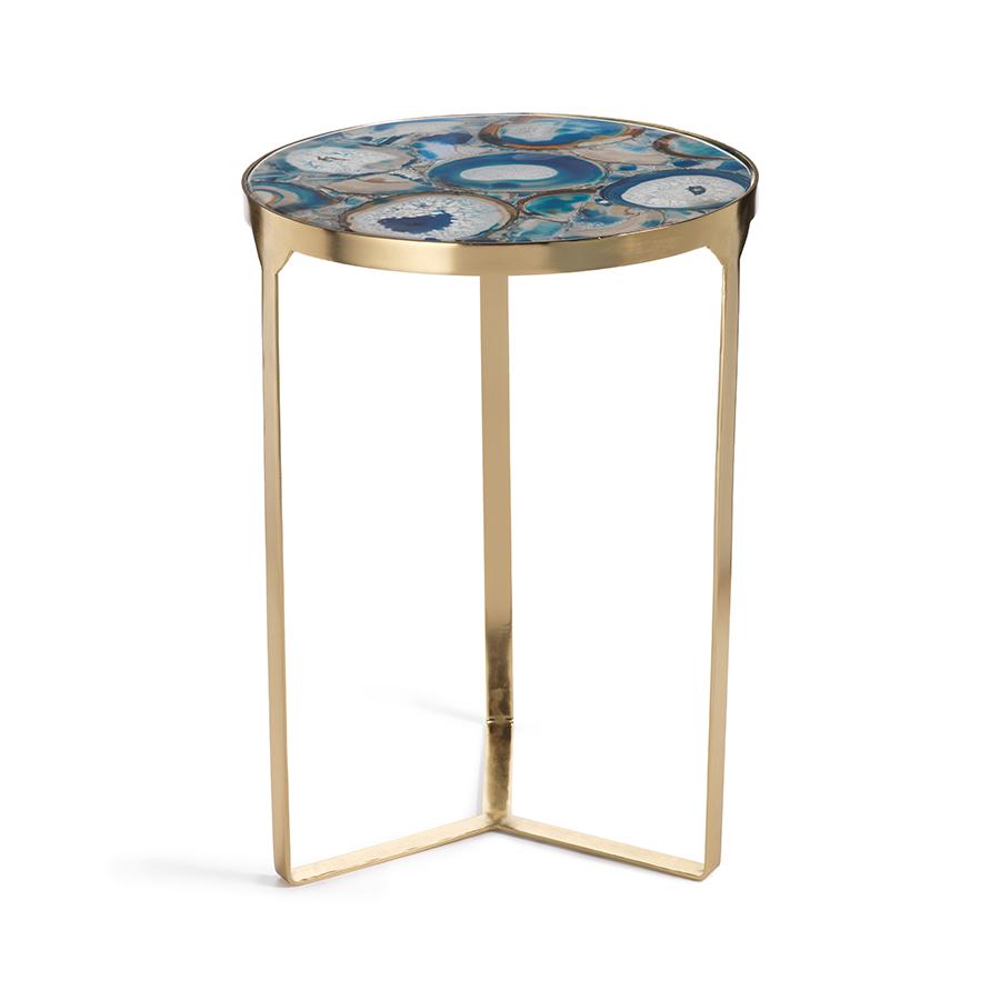 Zodax 20-Inch High La Sardaigne Blue Agate End Table