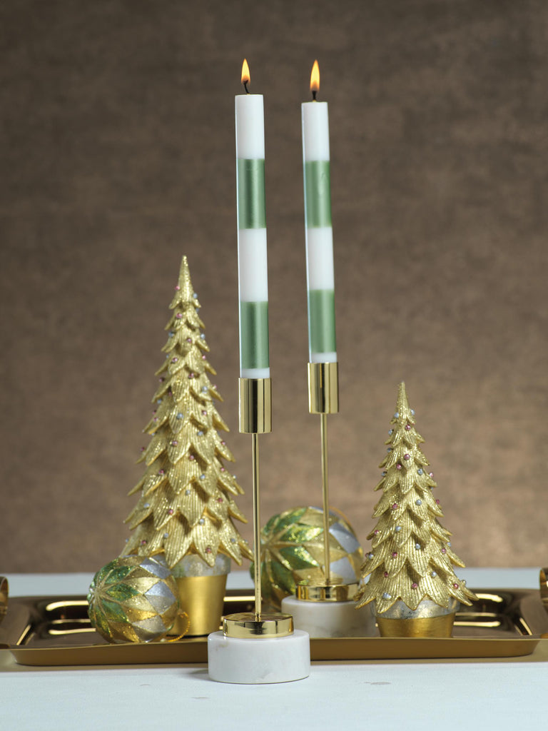 Zodax Mannara Brass and Marble Taper Candle Holder