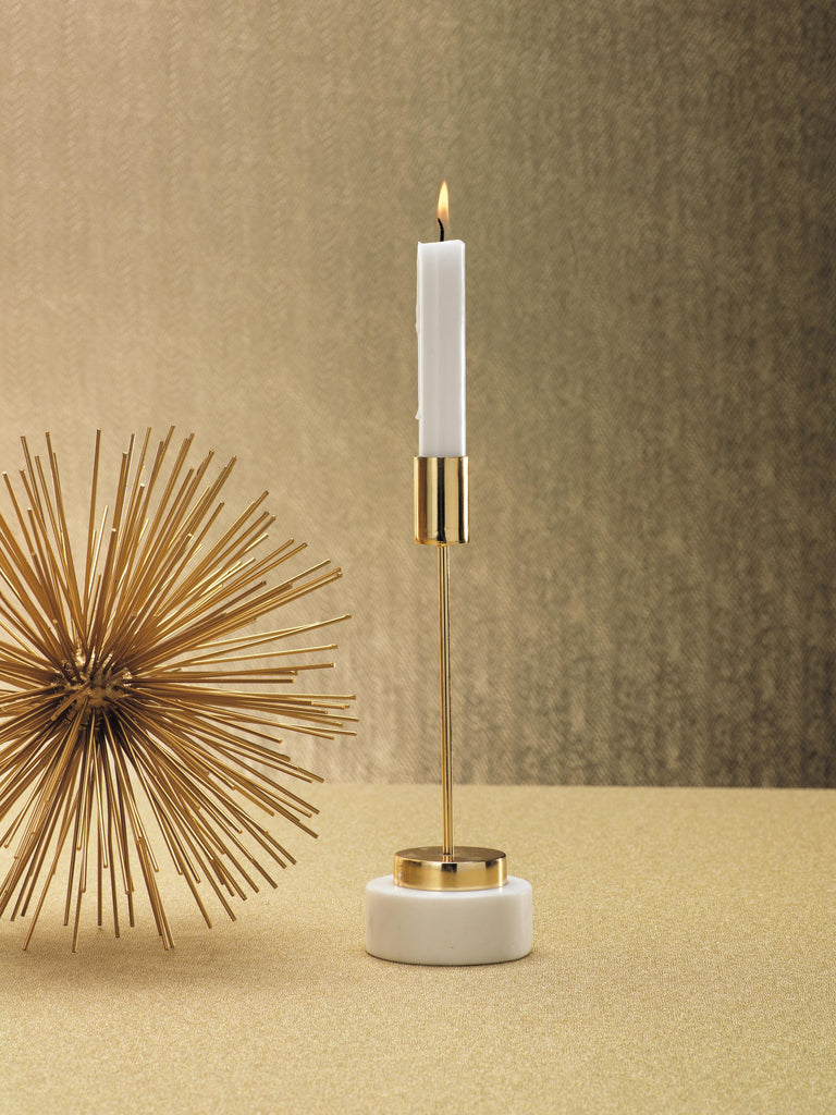 Zodax Mannara Brass and Marble Taper Candle Holder