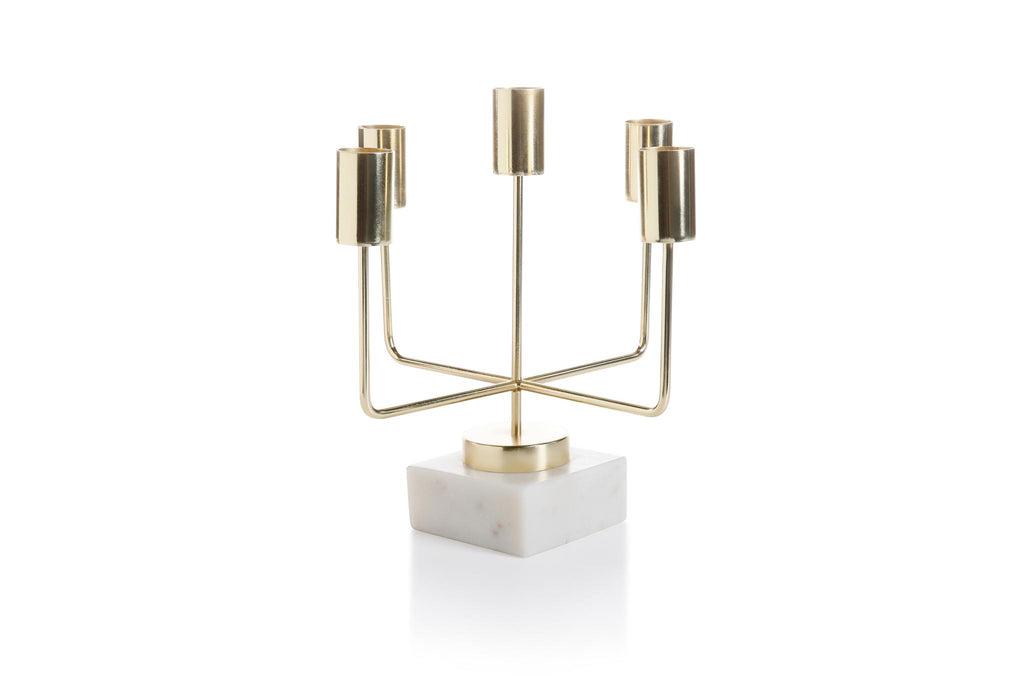 Zodax Mannara Five Tier Brass and Marble Taper Candle Holder