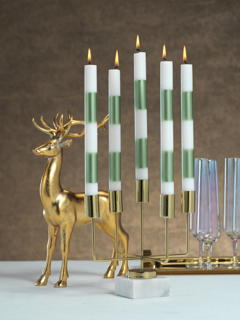 Zodax Mannara Five Tier Brass and Marble Taper Candle Holder