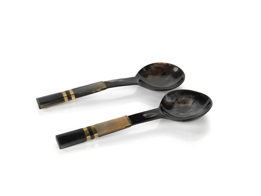 Zodax Seychelles Salad Server with Horn Handle Pair