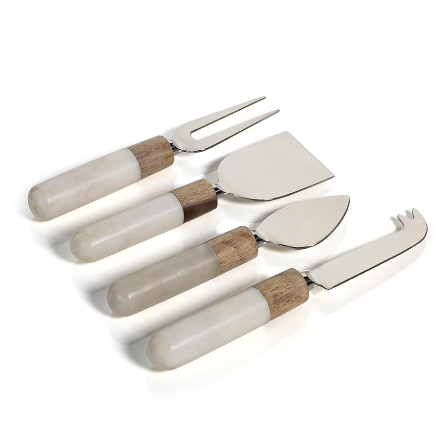 Zodax Marble and Wood Cheese Tools,  Set of 4