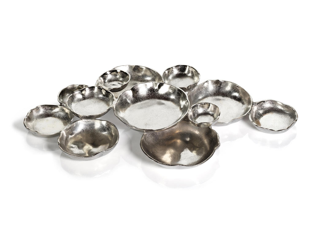 Zodax Cluster of Twelve Round Silver Serving Bowls