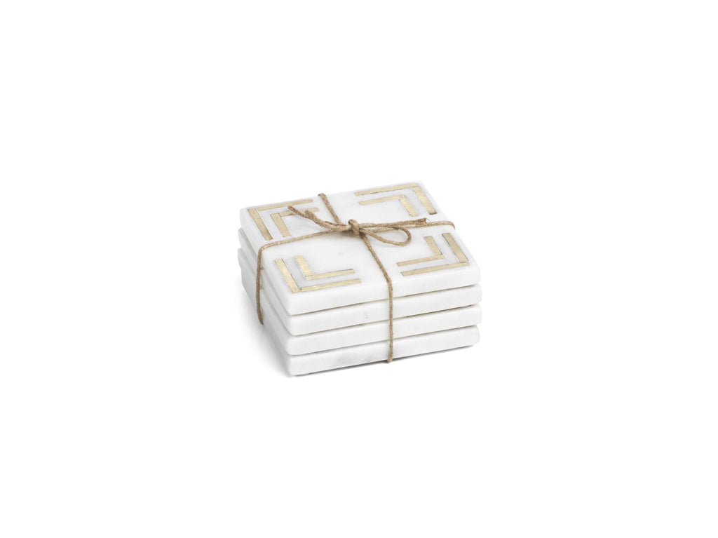 Zodax Mannara 4-Inch Square Marble Coasters, Set of 4