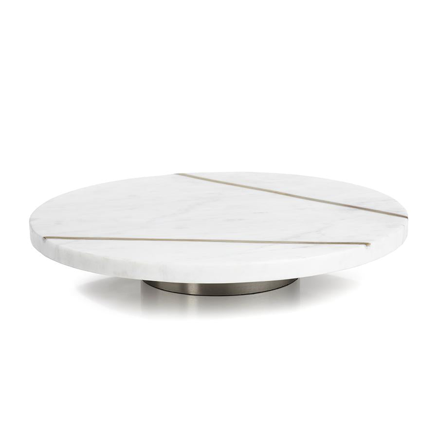 Zodax Mannara 12" Diameter White Marble Lazy Susan