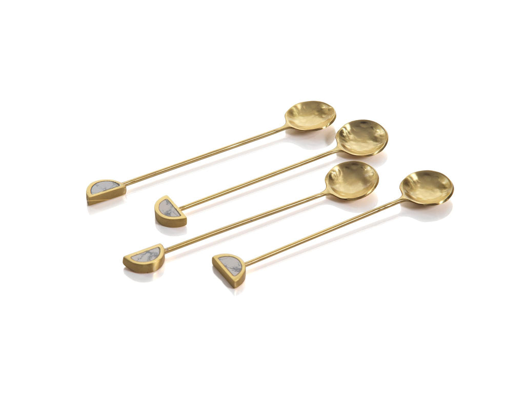 Zodax Gold & White 4-Piece Set Aku Small Tea Spoons