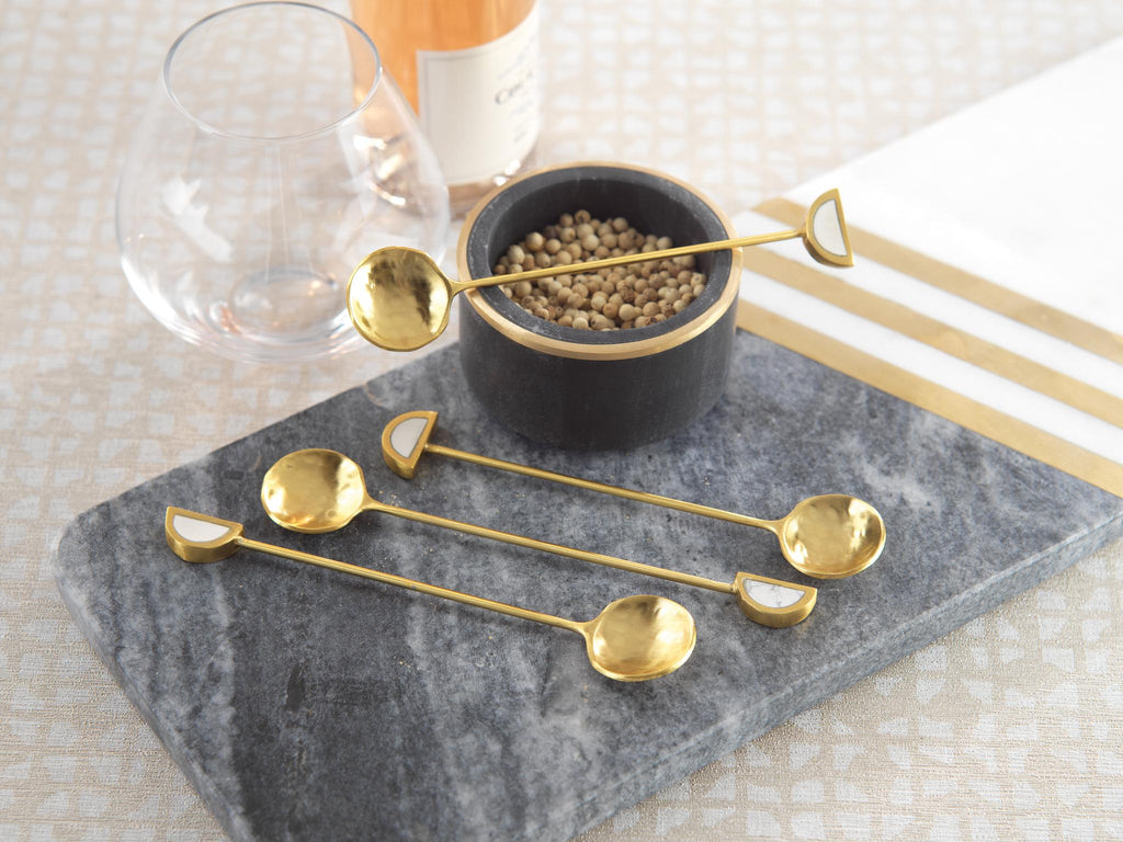 Zodax Gold & White 4-Piece Set Aku Small Tea Spoons