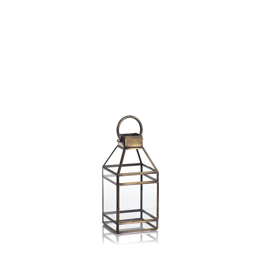 Zodax 12" Martino Antique Brass Glass Lantern