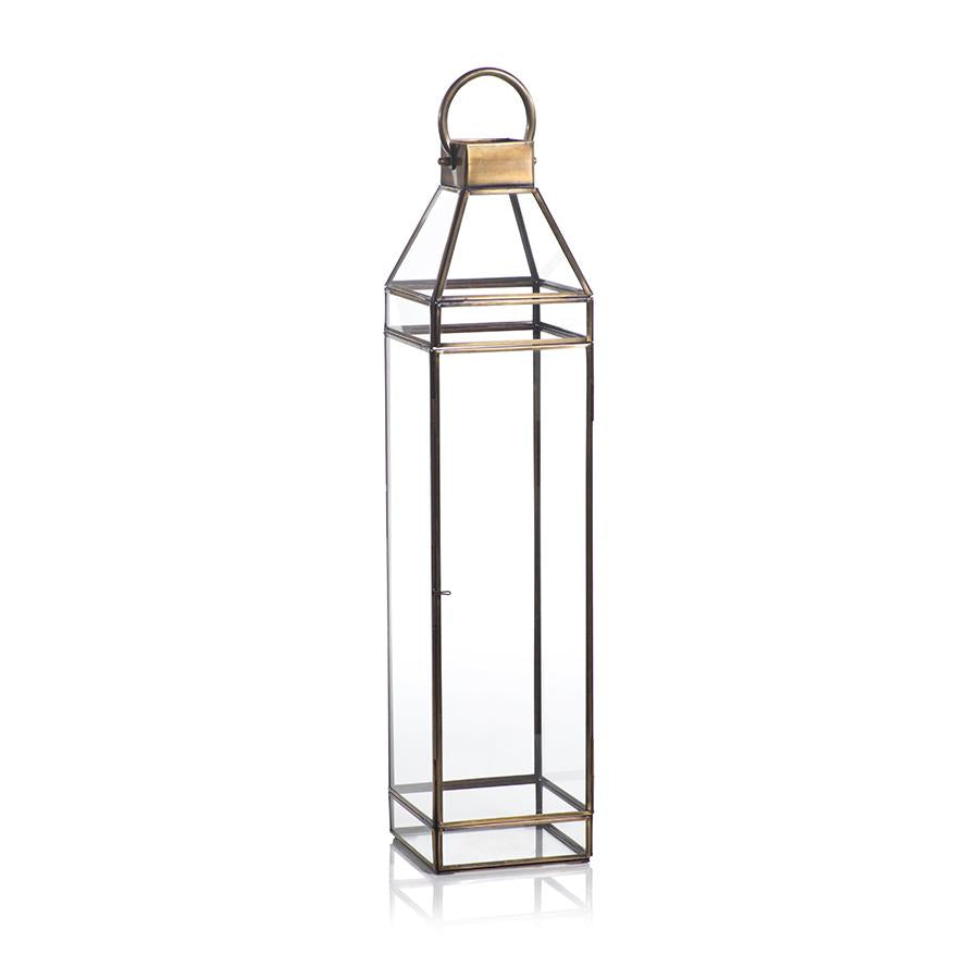 Zodax 25" Martino Antique Brass Glass Lantern