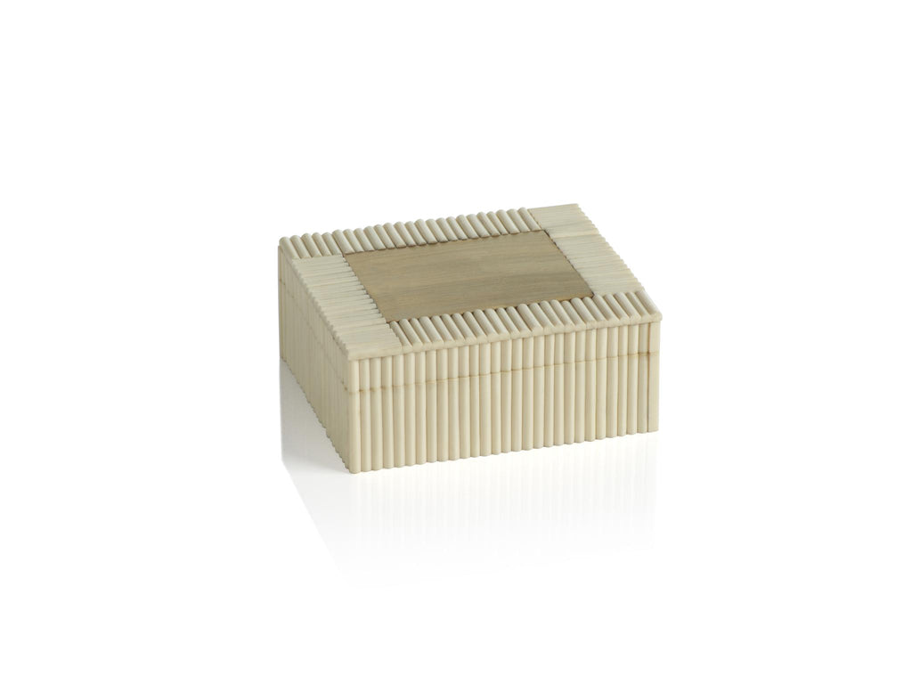 Zodax White Bone Chips & Brass Decorative Box