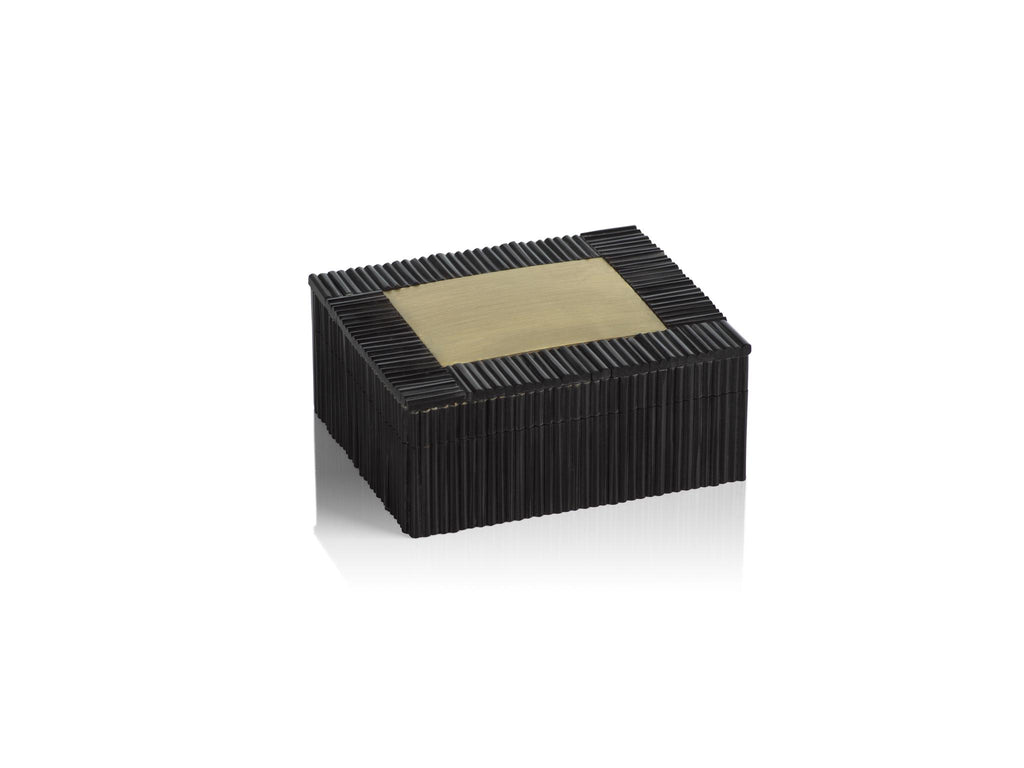 Zodax Black Resin Inlaid & Brass Decorative Box