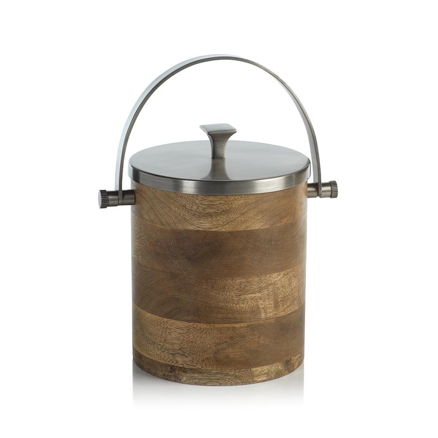 Zodax Porto Veli Wood Ice Bucket with Metal Lid