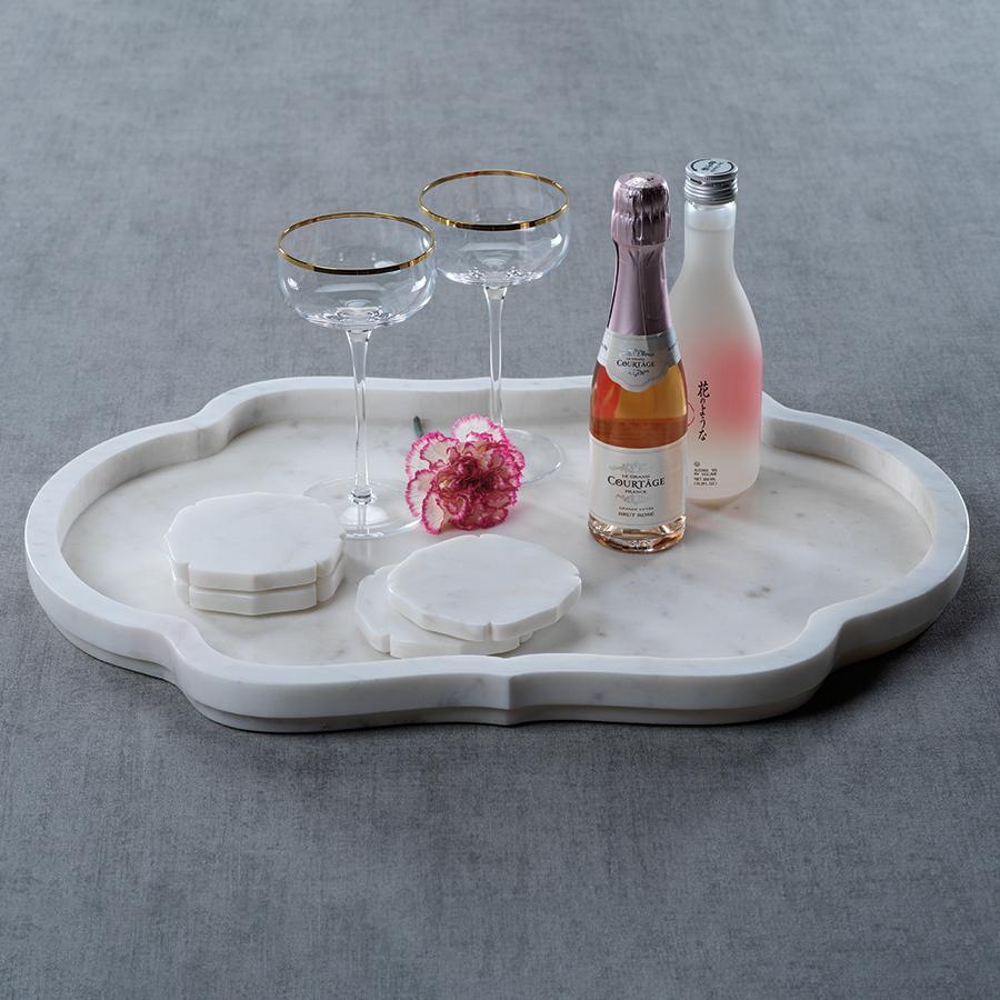 Zodax L Primo White Marble Decorative Tray