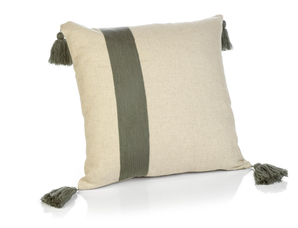 Zodax Gray Positano Embroidered Throw Pillow with Tassels, 18" x 18"