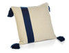 Zodax Dark Blue Positano Embroidered Throw Pillow With Tassels, 18