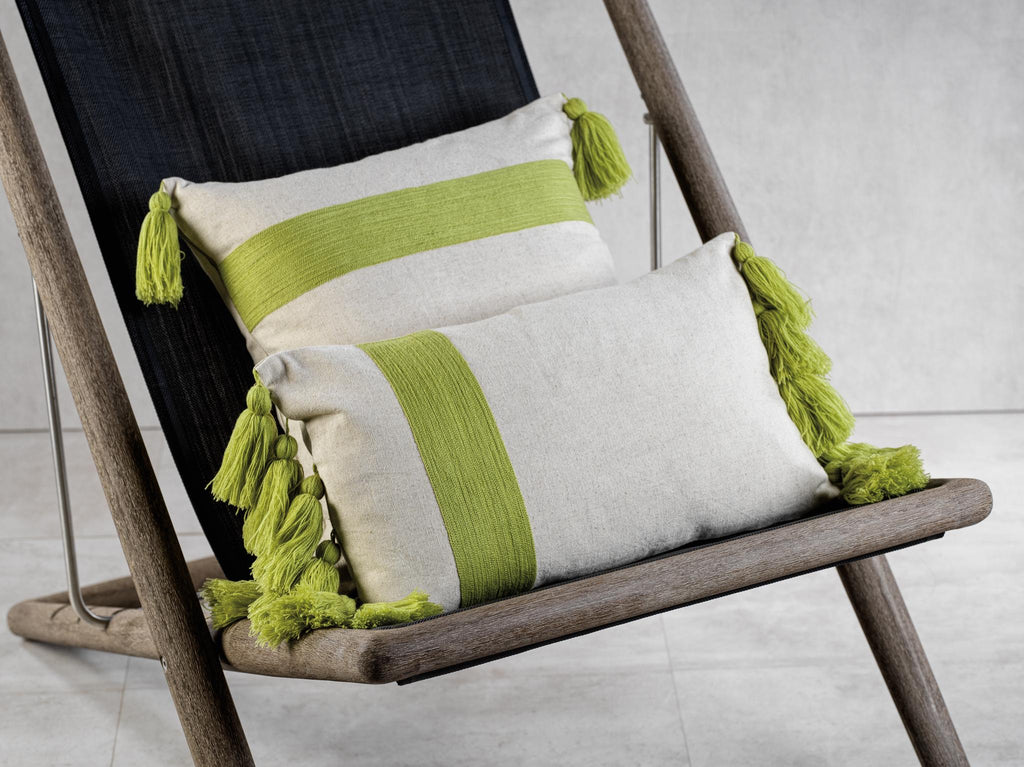 Zodax Green Positano Embroidered Throw Pillow with Tassels, 18" x 18"