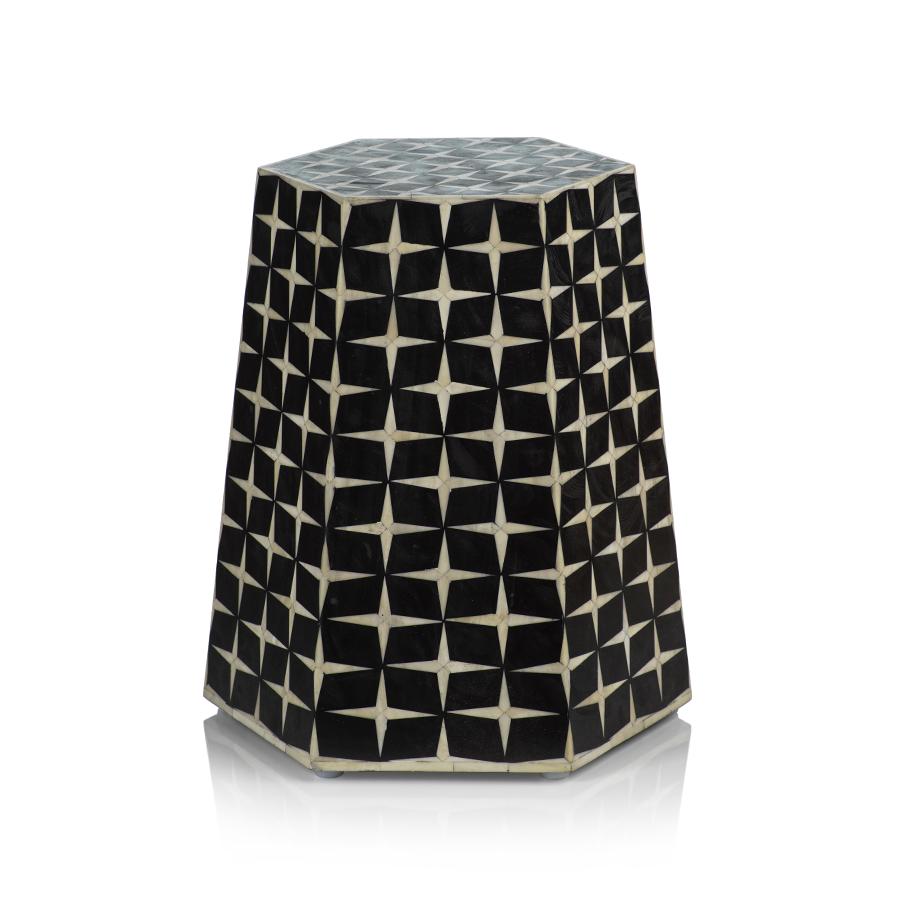 Zodax Kyra 17.75" Tall Hexagon Bone Inlay Stool