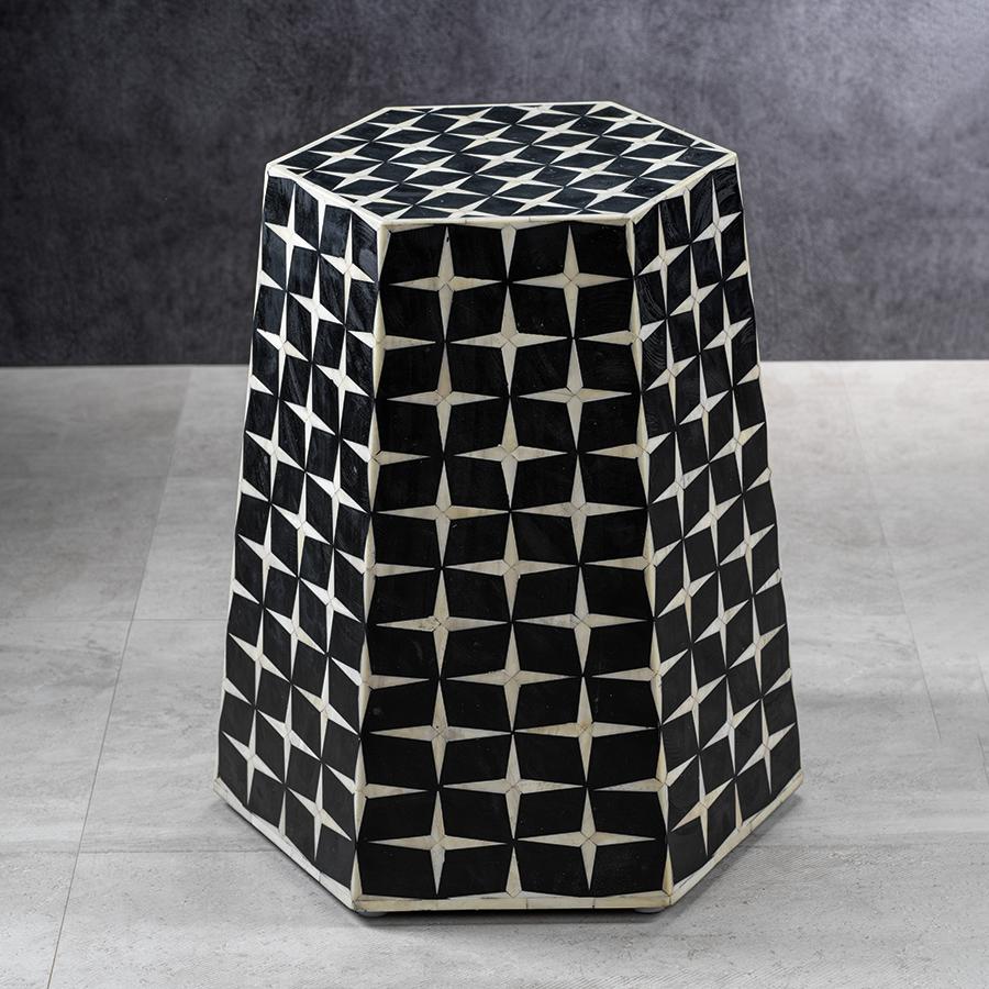 Zodax Kyra 17.75" Tall Hexagon Bone Inlay Stool